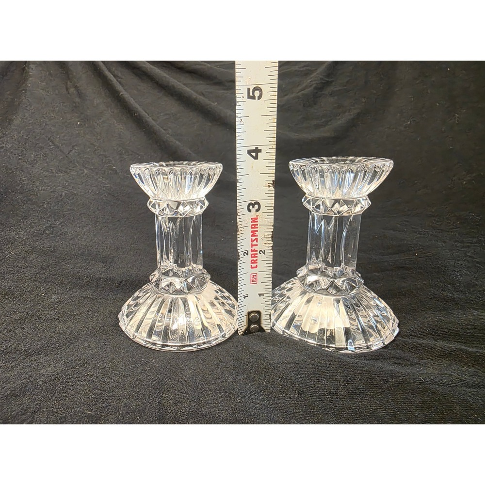 Mikasa Jubilation Crystal Candlestick Holders Set of 2 Austria T 9967-339 4.5in - Picture 4 of 4